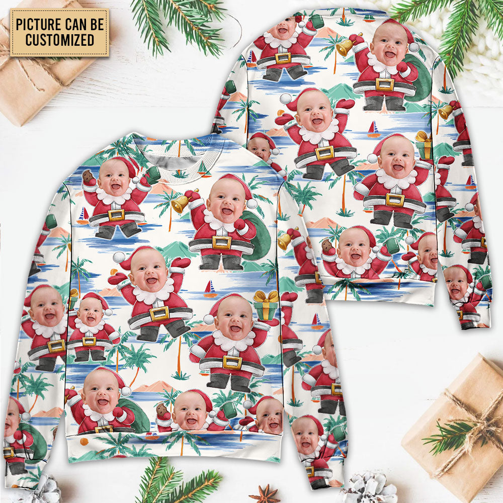 Christmas Santa Summer Beach Custom Style – Sweater - Ugly Christmas Sweater