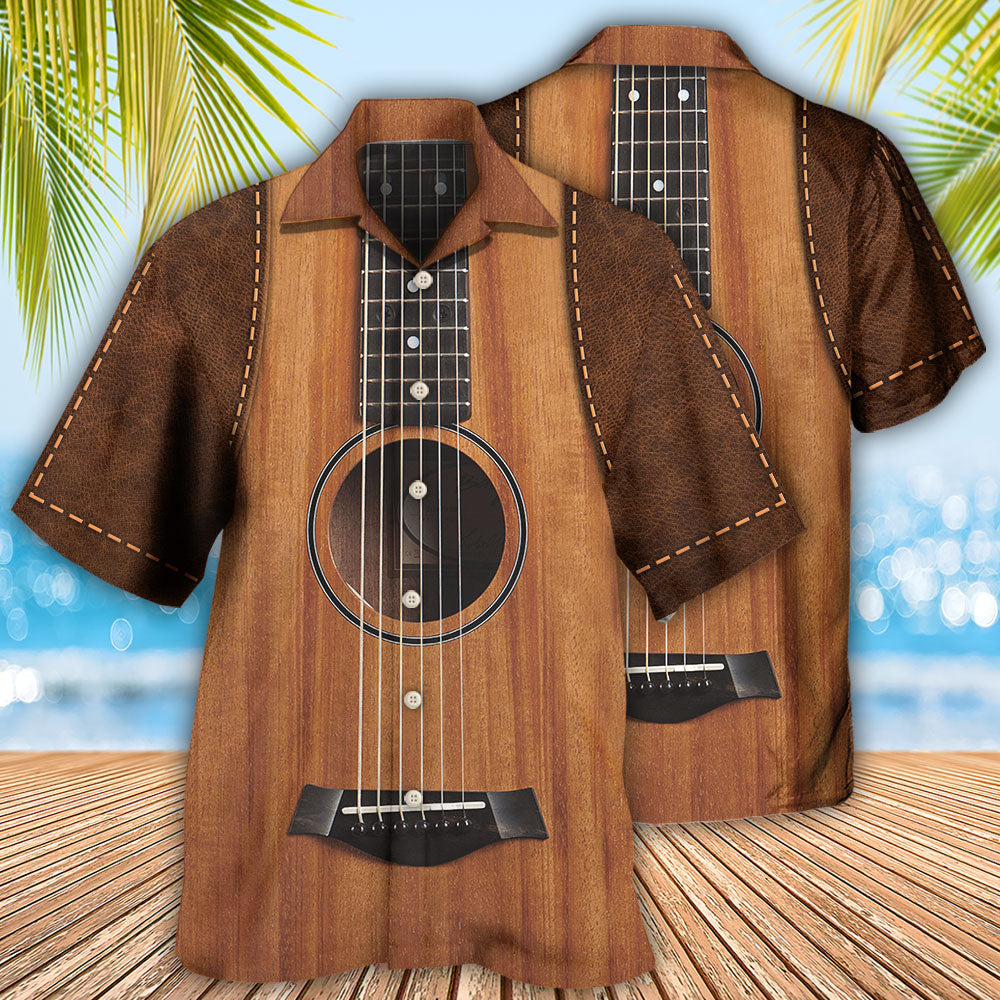 Vintage Guitar Leather Music Lover - Hawaiian Shirt