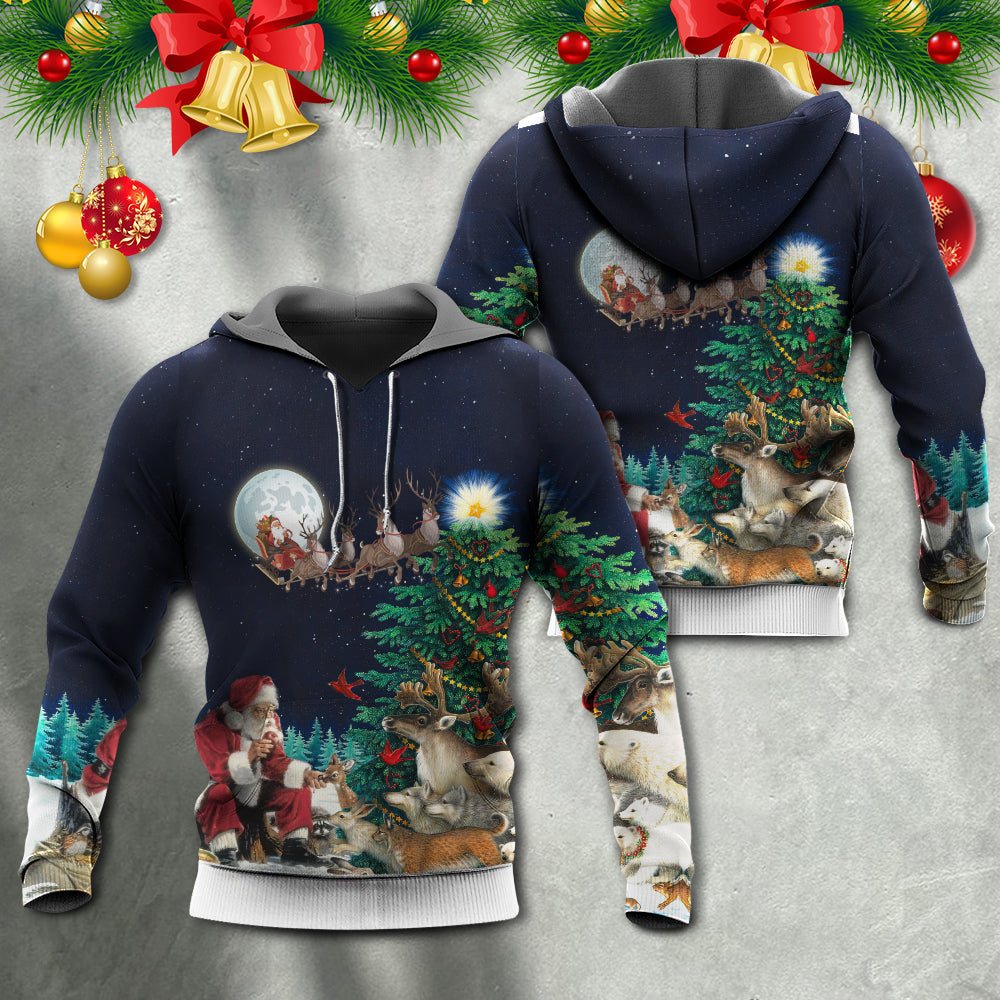 Christmas Santa Giving Gifts Christmas Night - Hoodie