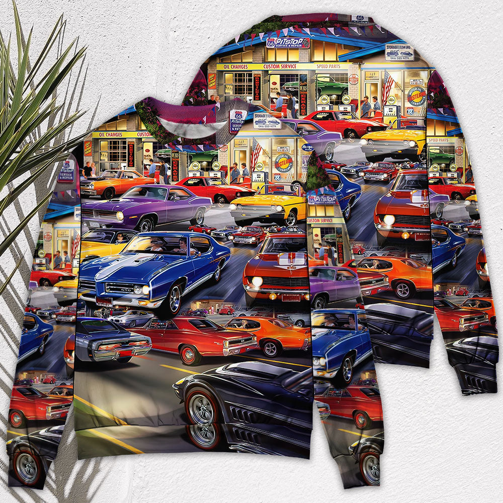 Classic Muscle Car Service Style – Sweater - Ugly Christmas Sweater