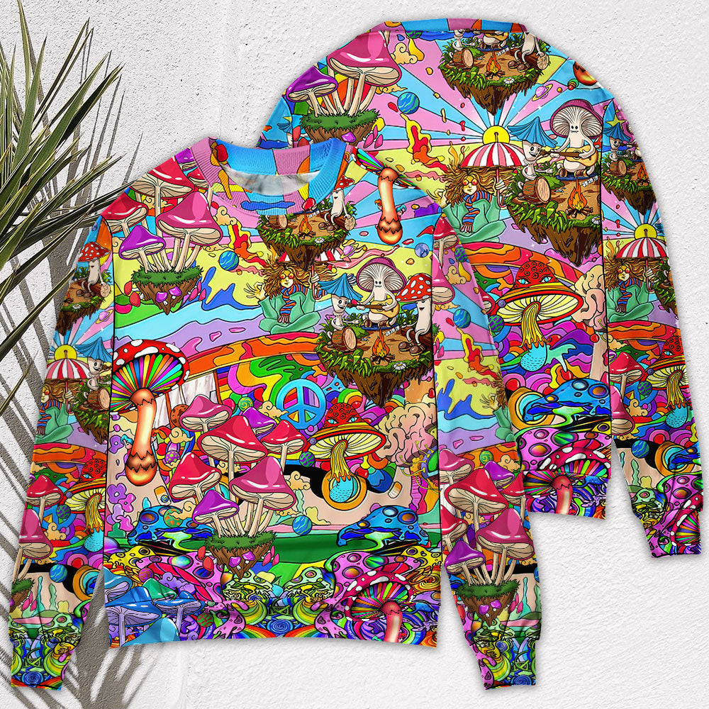 Hippie Mushroom Psychedelic Art Style – Sweater - Ugly Christmas Sweater