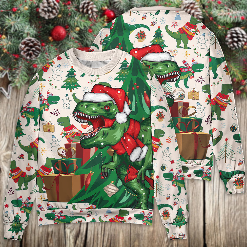 Christmas Dinosaurs Xmas Tree Merry Rexmas – Sweater - Ugly Christmas Sweater