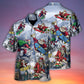 Santa Skateboarding On Snowy Mountain Neon Art - Hawaiian Shirt