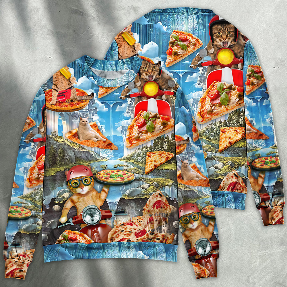 Funny Cat Pizza Lover Style – Sweater - Ugly Christmas Sweater