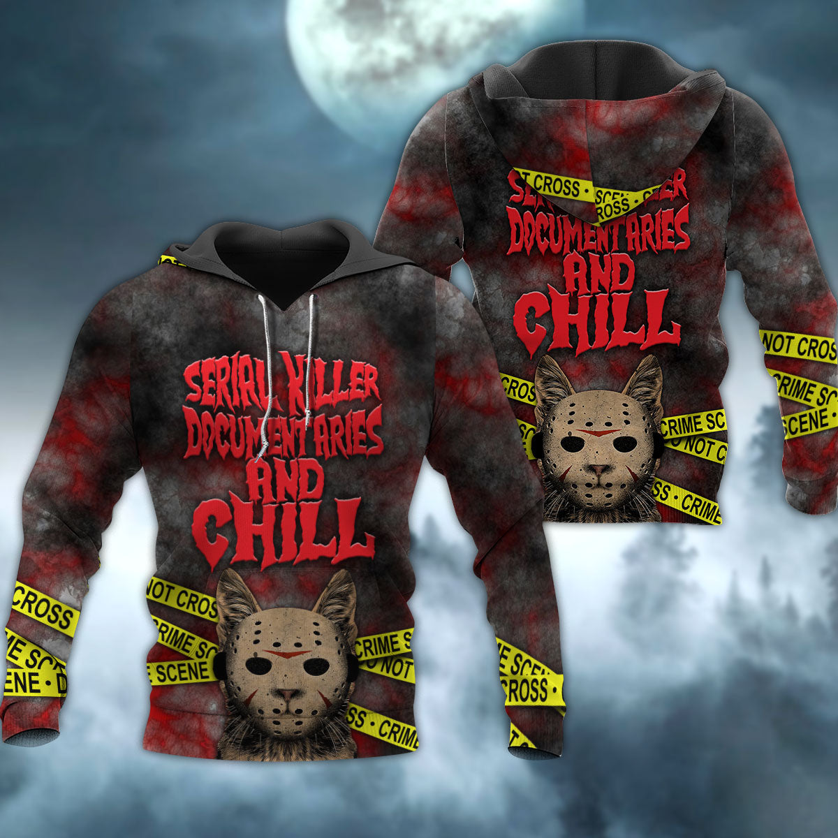 Cat Spooky Movie Night - 3D Hoodie
