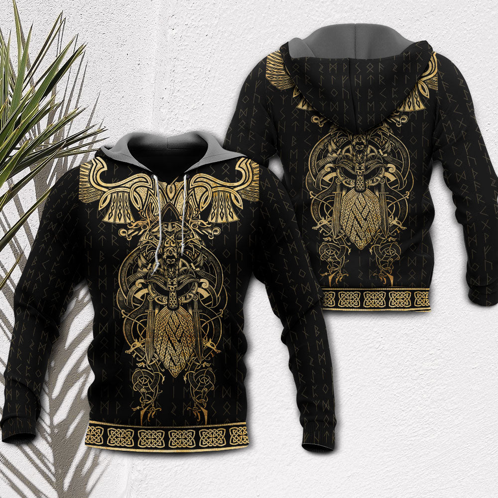 Viking Warrior Raven Yellow Symbol Style - Hoodie