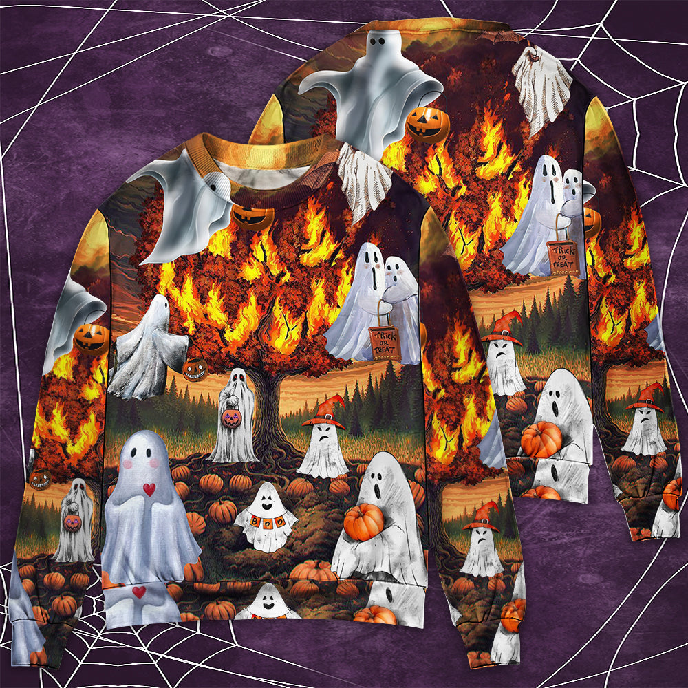 Halloween Boo Pumpkin Fantasy Art – Sweater - Ugly Christmas Sweater