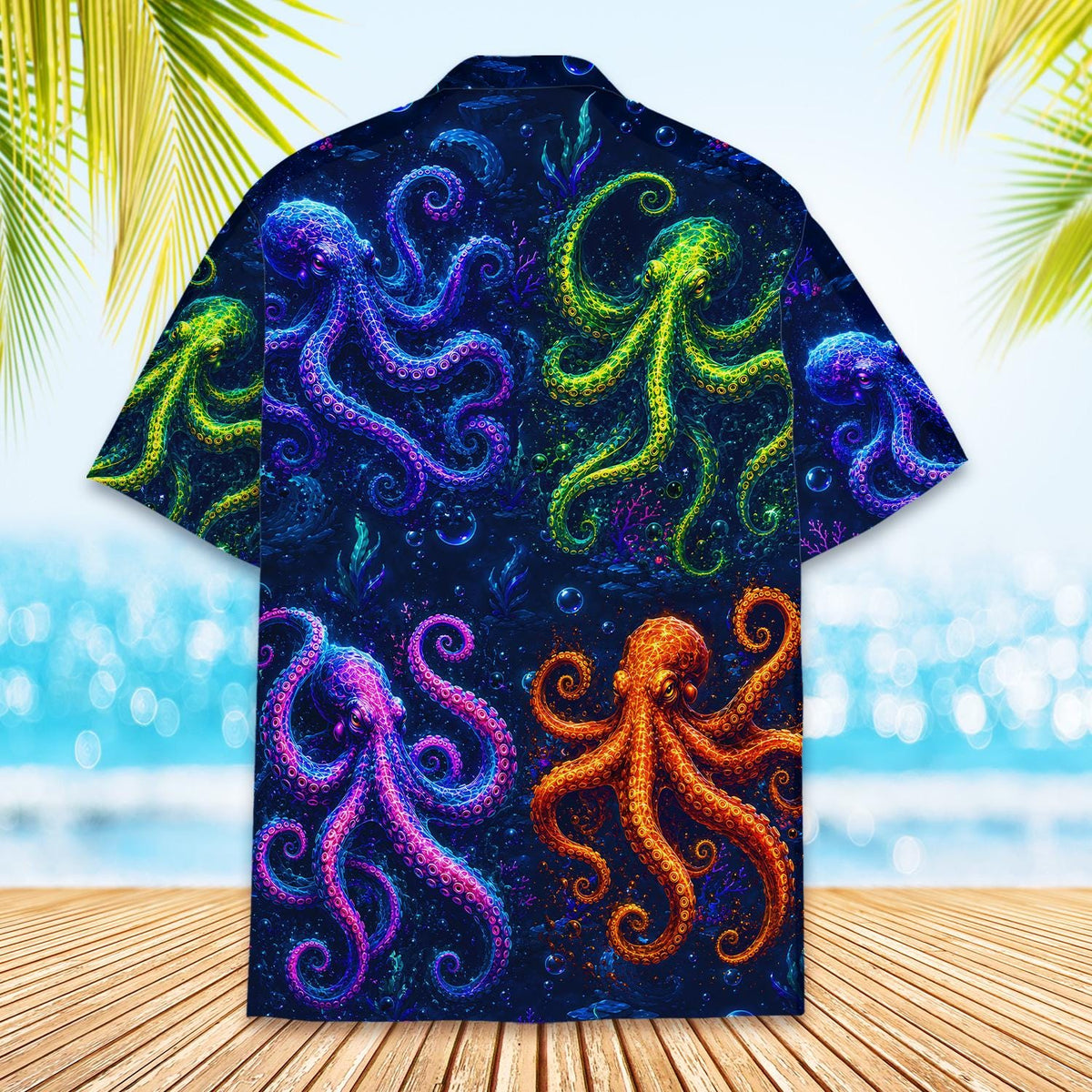 Neon Octopus Colorful Underwater Ocean – Hawaiian Shirt