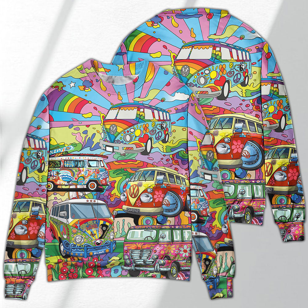 Hippie Van Colorful Peace Art – Sweater - Ugly Christmas Sweater