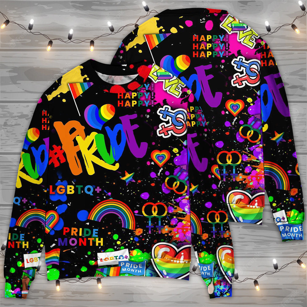 LGBT Pride Mix Color Art Style – Sweater - Ugly Christmas Sweater