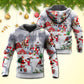 Christmas Santa With Snowman Family Town Art - Hoodie