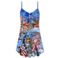 Christmas Patriotic Santa Theme – Women's Summer Sleeveless V-Neck Camisole Dress