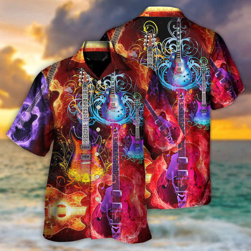 Colorful Acoustic Guitar Music Lover Art - Hawaiian Shirt