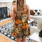 Halloween Owl Pumpkin Pattern – Women's Summer Sleeveless V-Neck Camisole Dress
