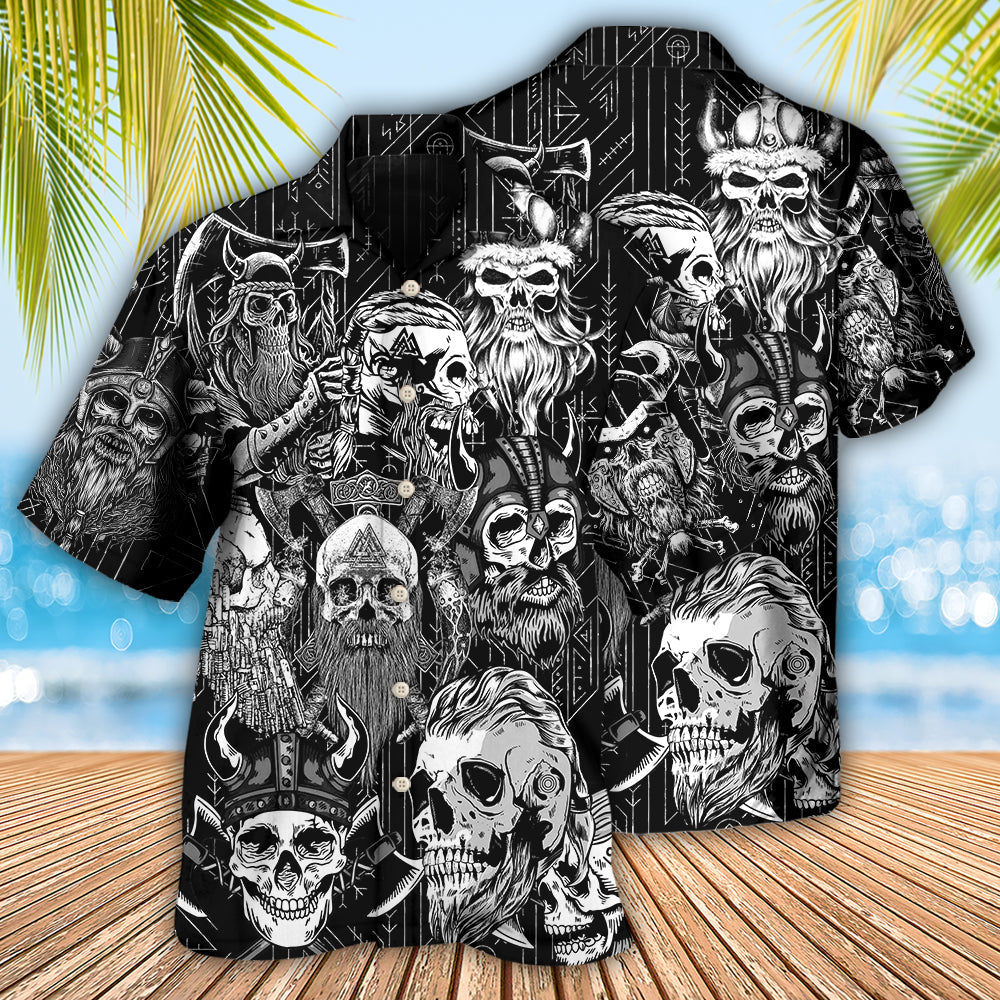 Viking Warrior Skull With Crossed Axes - Hawaiian Shirt