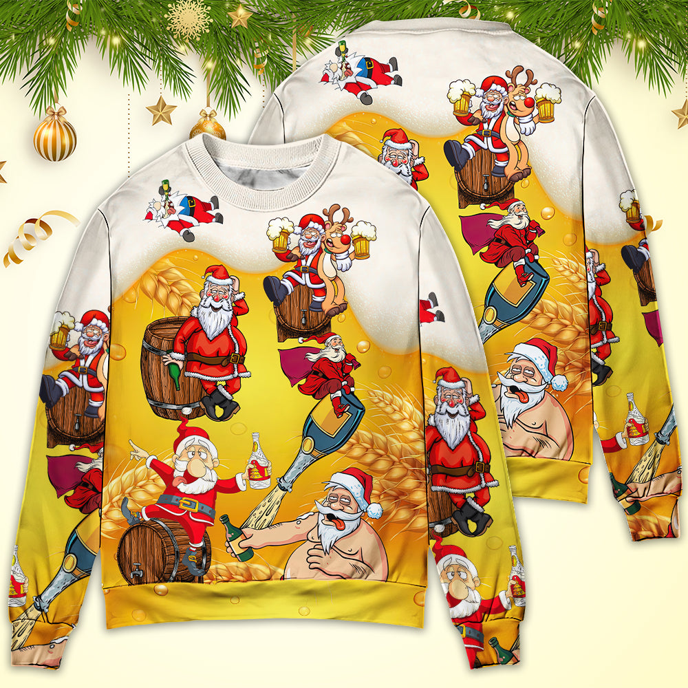 Christmas Santa Beer Holiday Fun Style – Sweater - Ugly Christmas Sweater