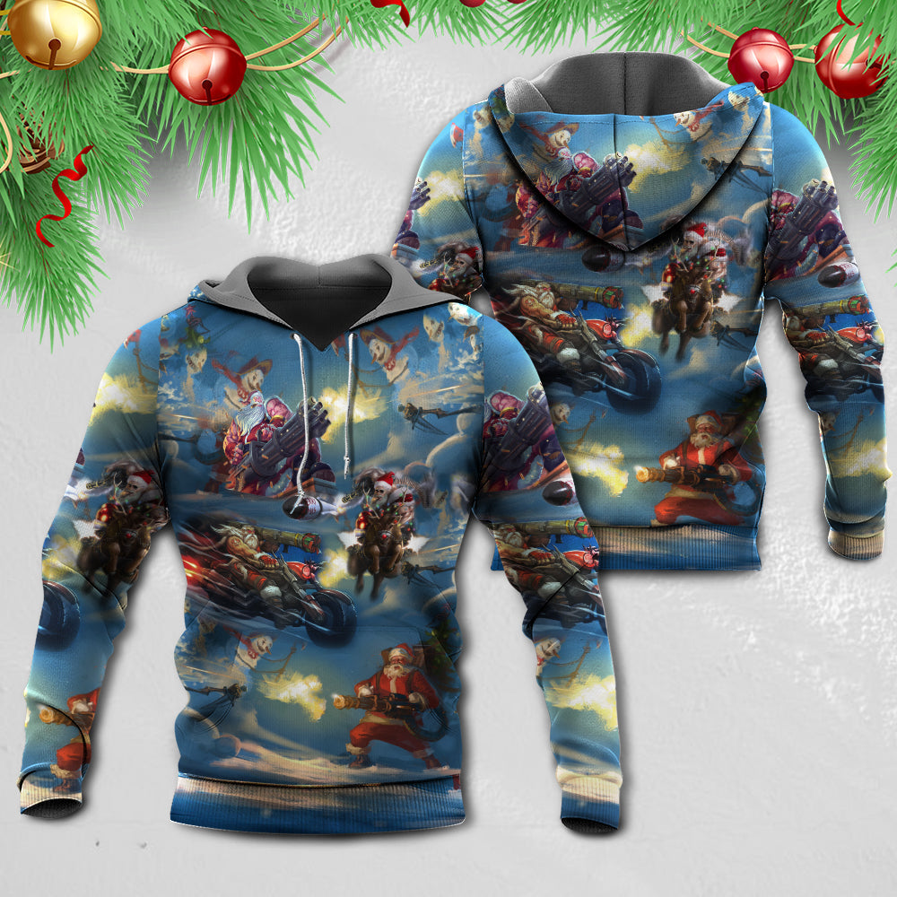 Santa Holiday Action Art - 3D Hoodie