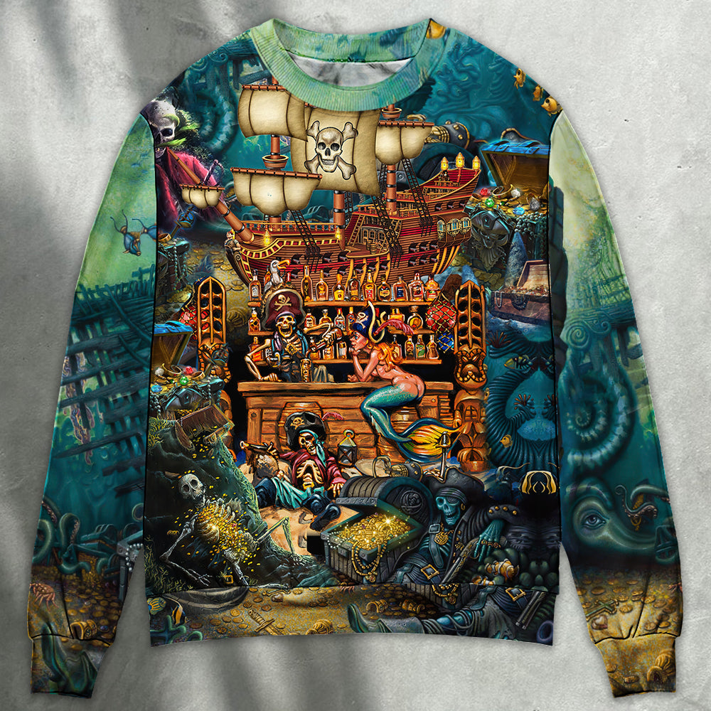 Pirate Skull Treasure Night Sea Style – Sweater - Ugly Christmas Sweater