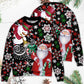 Christmas Snowy Day With Santa And Snowman – Sweater - Ugly Christmas Sweater