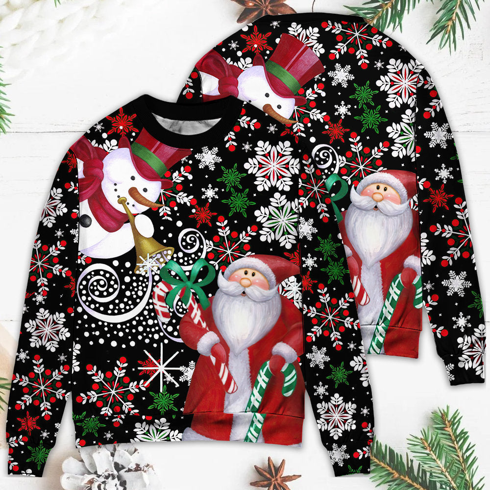 Christmas Snowy Day With Santa And Snowman – Sweater - Ugly Christmas Sweater