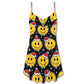 Christmas Smiling Face Santa Hat – Women's Summer Sleeveless V-Neck Camisole Dress