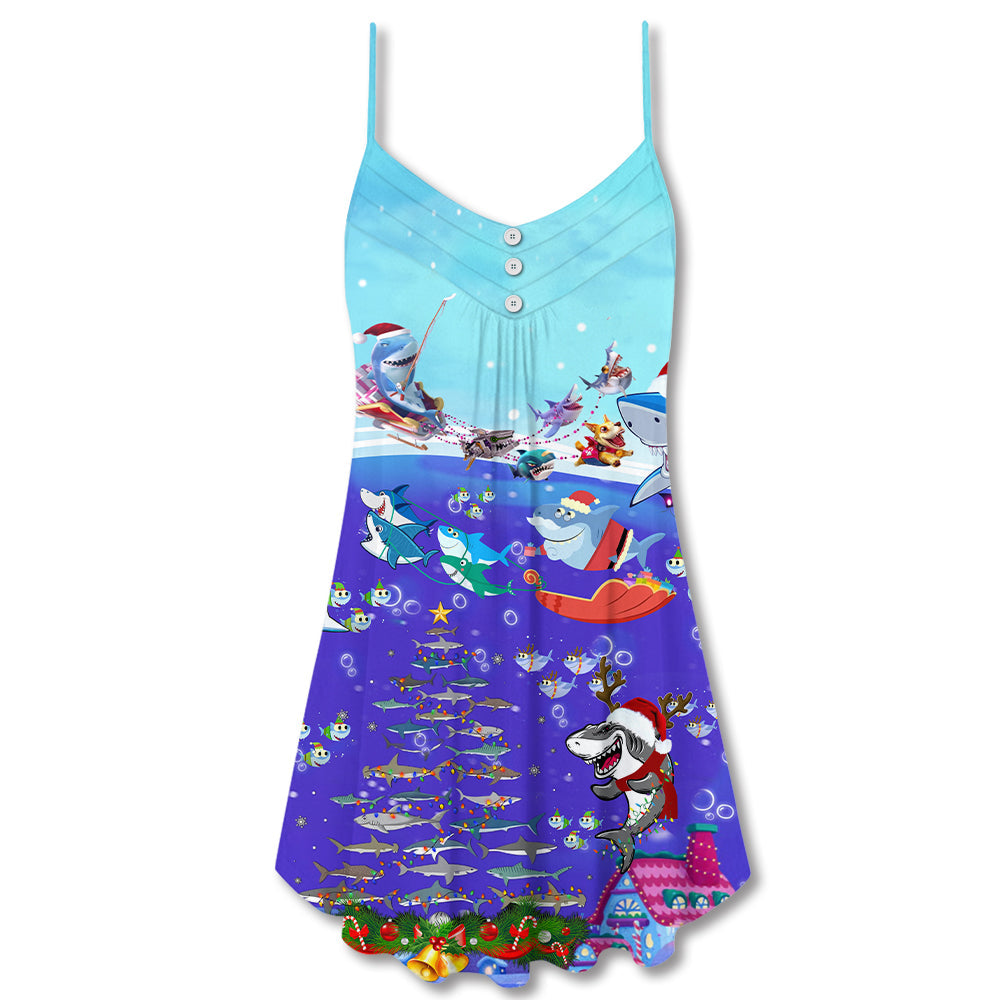 Christmas Santa Shark Ocean Gifts – Women's Summer Sleeveless V-Neck Camisole Dress