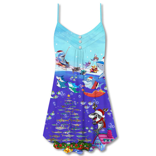Christmas Santa Shark Ocean Gifts – Women's Summer Sleeveless V-Neck Camisole Dress