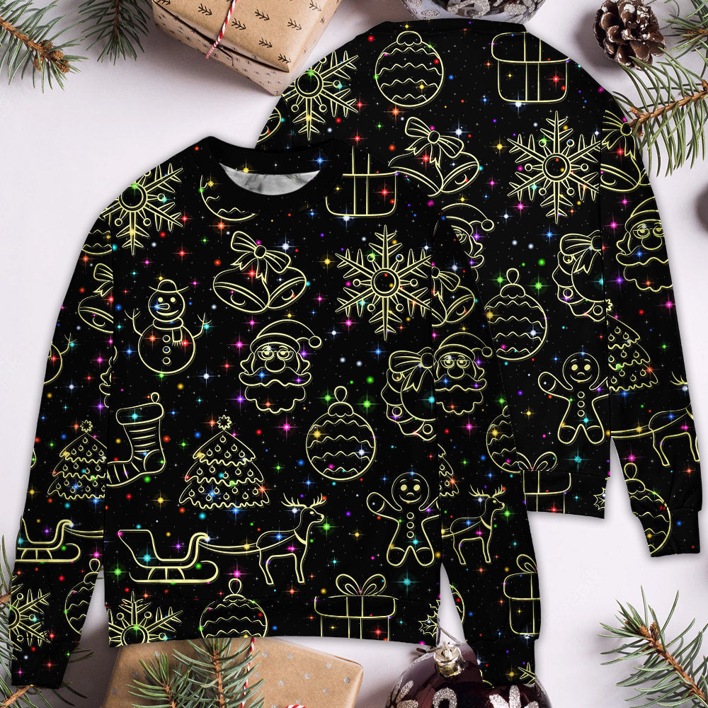 Christmas Neon Light Starry Night Art – Sweater - Ugly Christmas Sweater