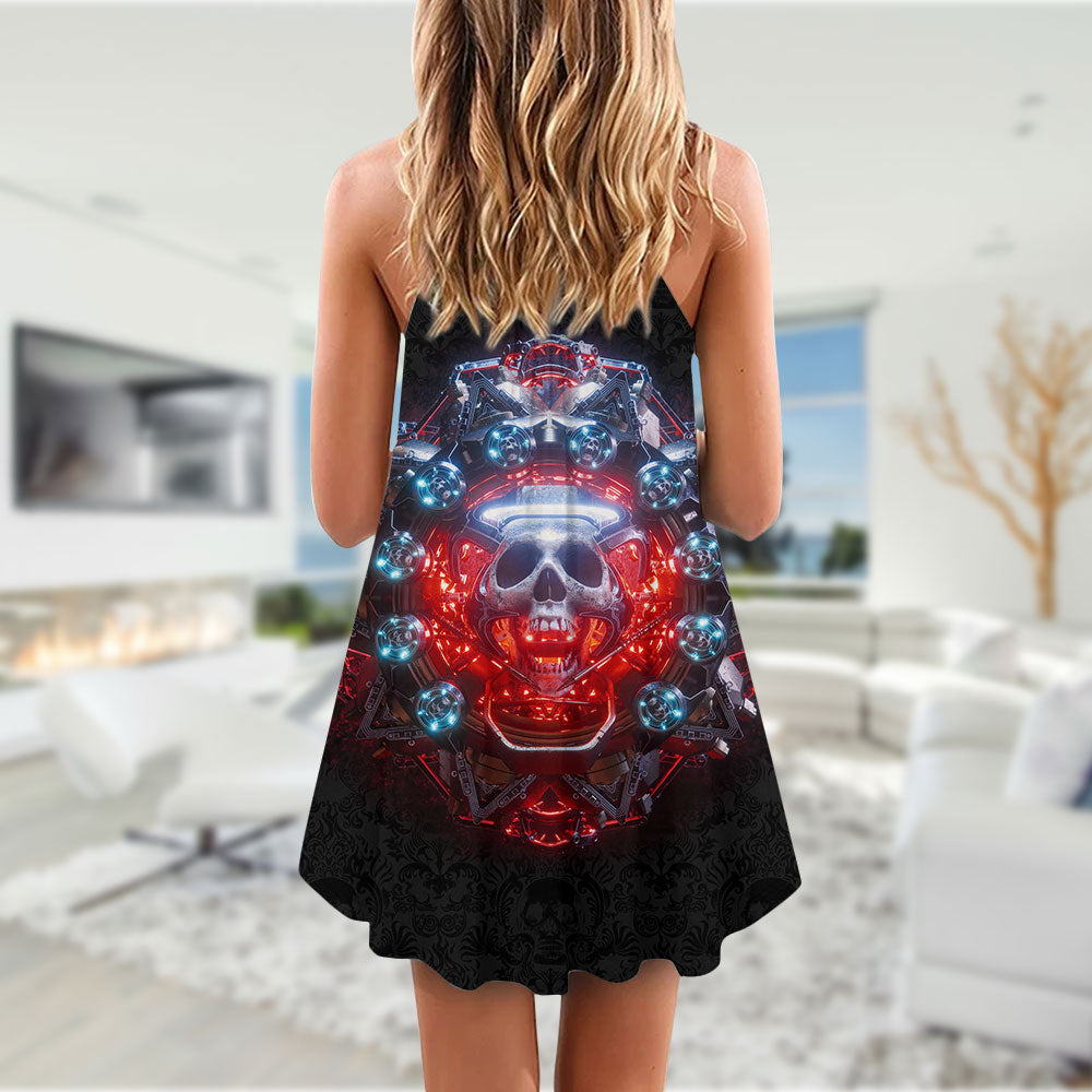 Skull Electric Dream Bold – Women's Summer Sleeveless V-Neck Camisole Dress