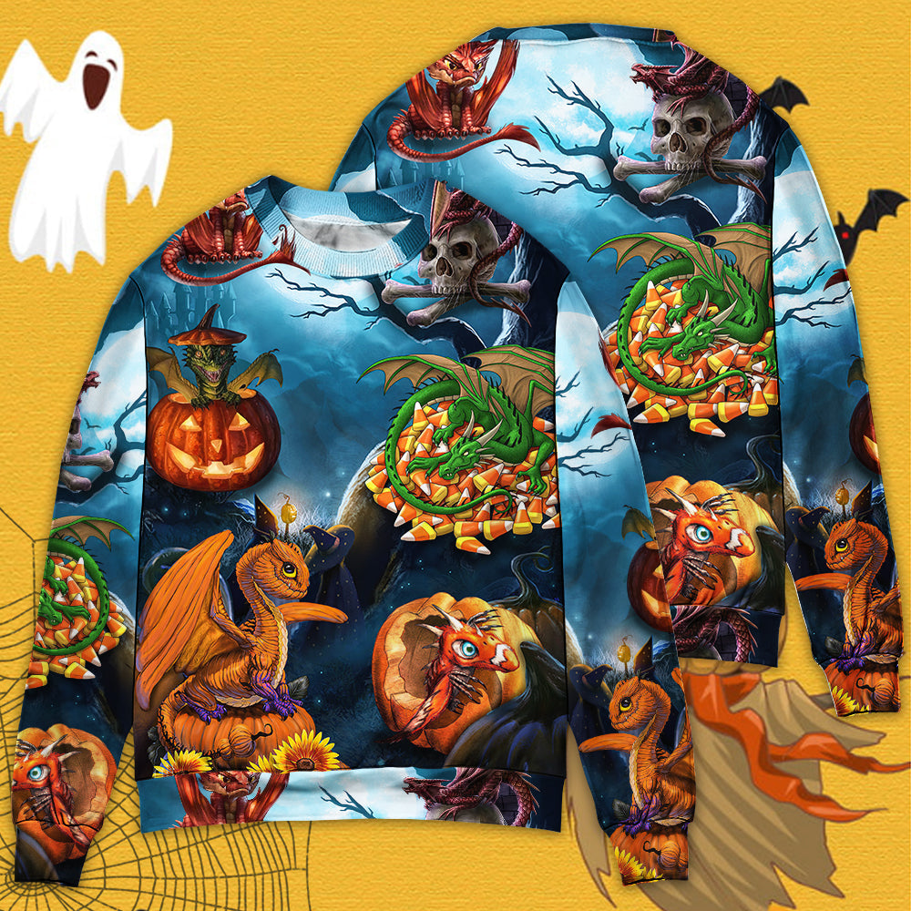 Halloween Dragon Pumpkin Night Art – Sweater - Ugly Christmas Sweater
