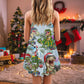 Christmas Dinosaurs Merry Xmas – Women's Summer Sleeveless V-Neck Camisole Dress