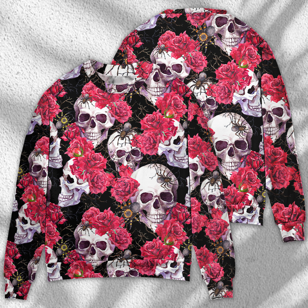 Skull And Roses Dark Art Style – Sweater - Ugly Christmas Sweater