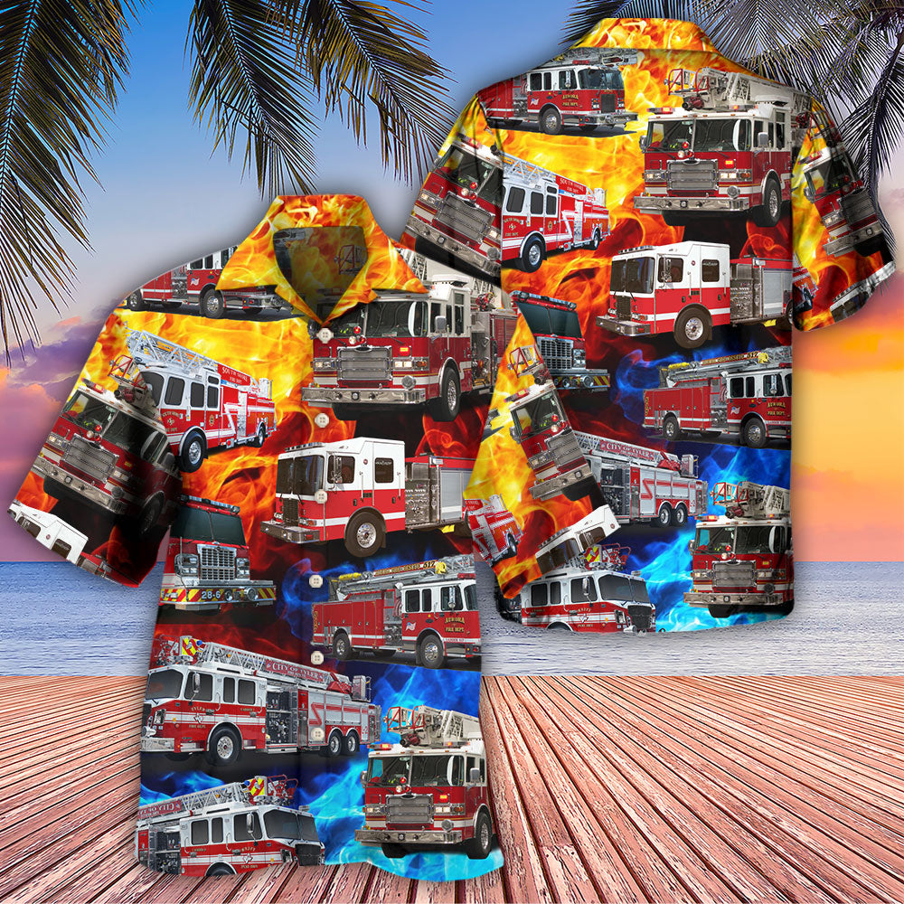 Fire Truck Firefighter Life Tribute – Hawaiian Shirt