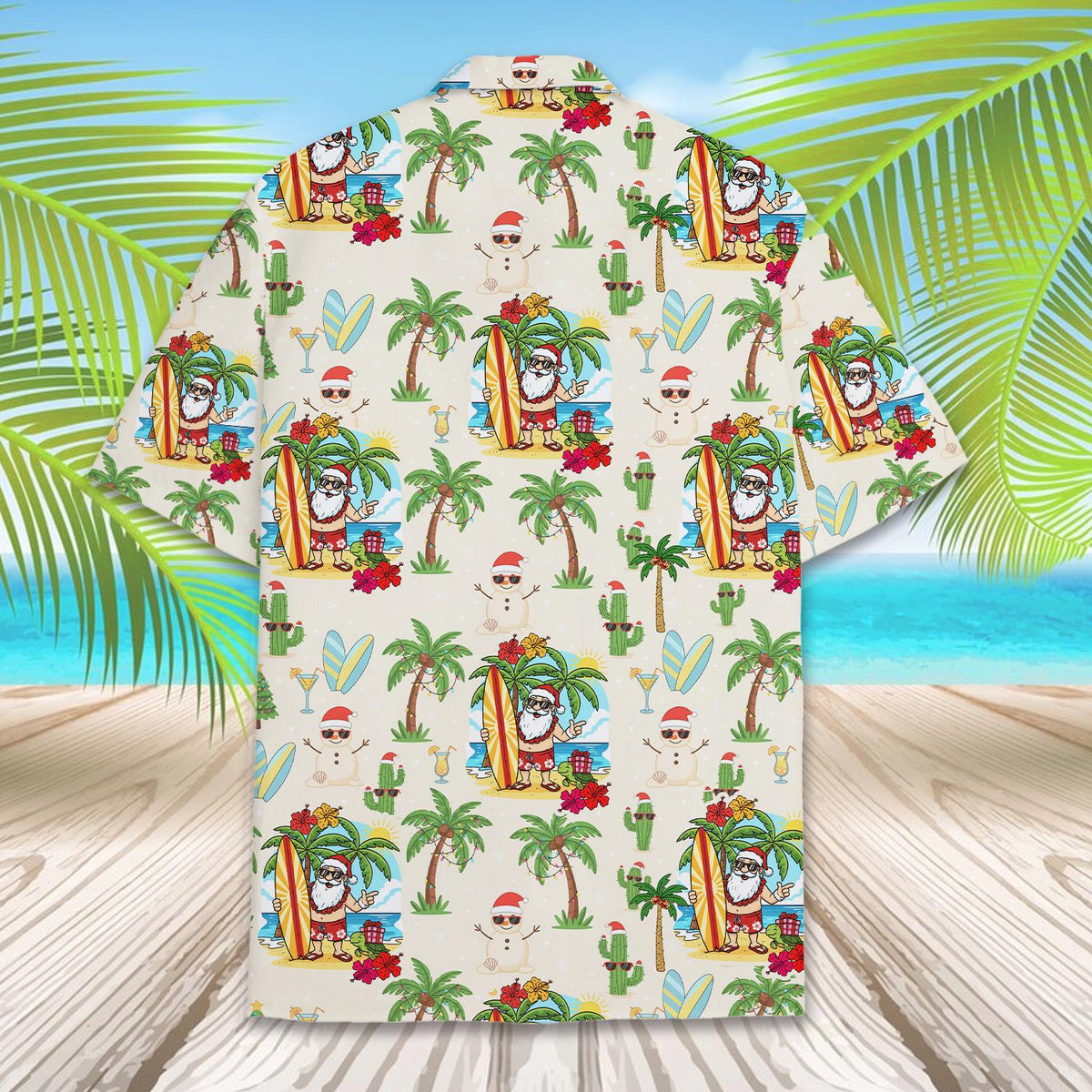 Santa Beach Tropical Christmas Reindeer Snowman – Hawaiian Shirt