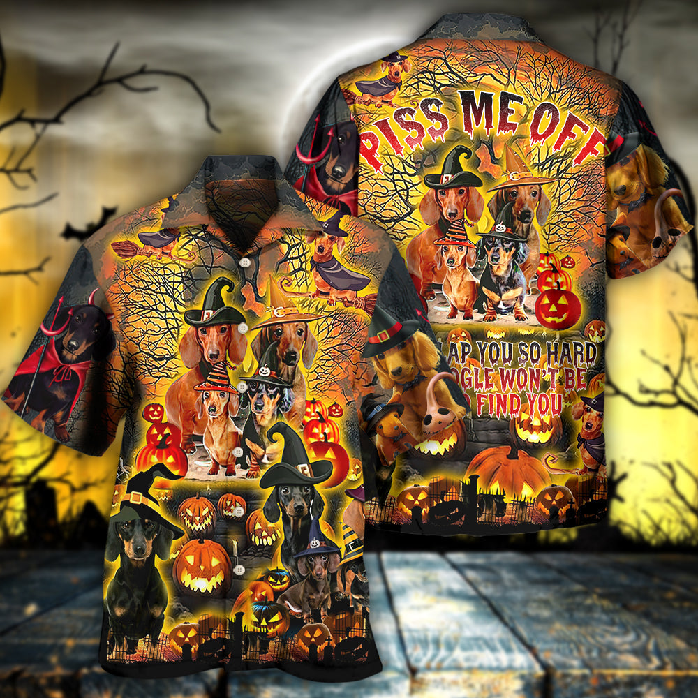 Funny Halloween Dachshund Dog Art - Hawaiian Shirt