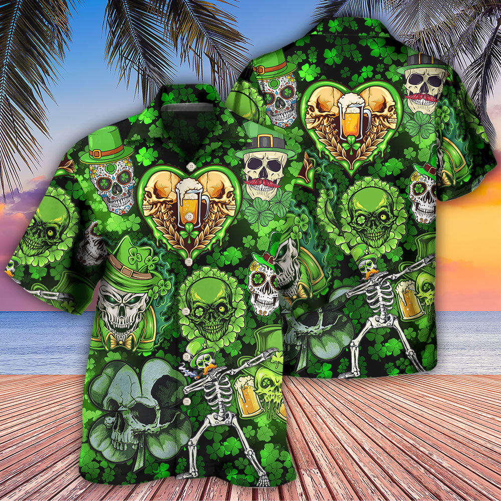 Skull St Patricks Day Celebration Art - Hawaiian Shirt