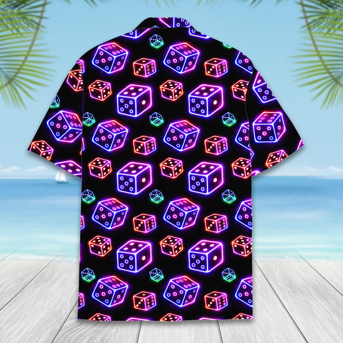 Neon Glow Dice Retro Casino Nightlife – Hawaiian Shirt