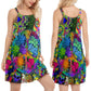 Hippie Power Of Music Gnome – Women's Summer Sleeveless V-Neck Camisole Dress
