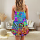 Hippie Funny Octopus Colorful Tie Dye – Women's Summer Sleeveless V-Neck Camisole Dress