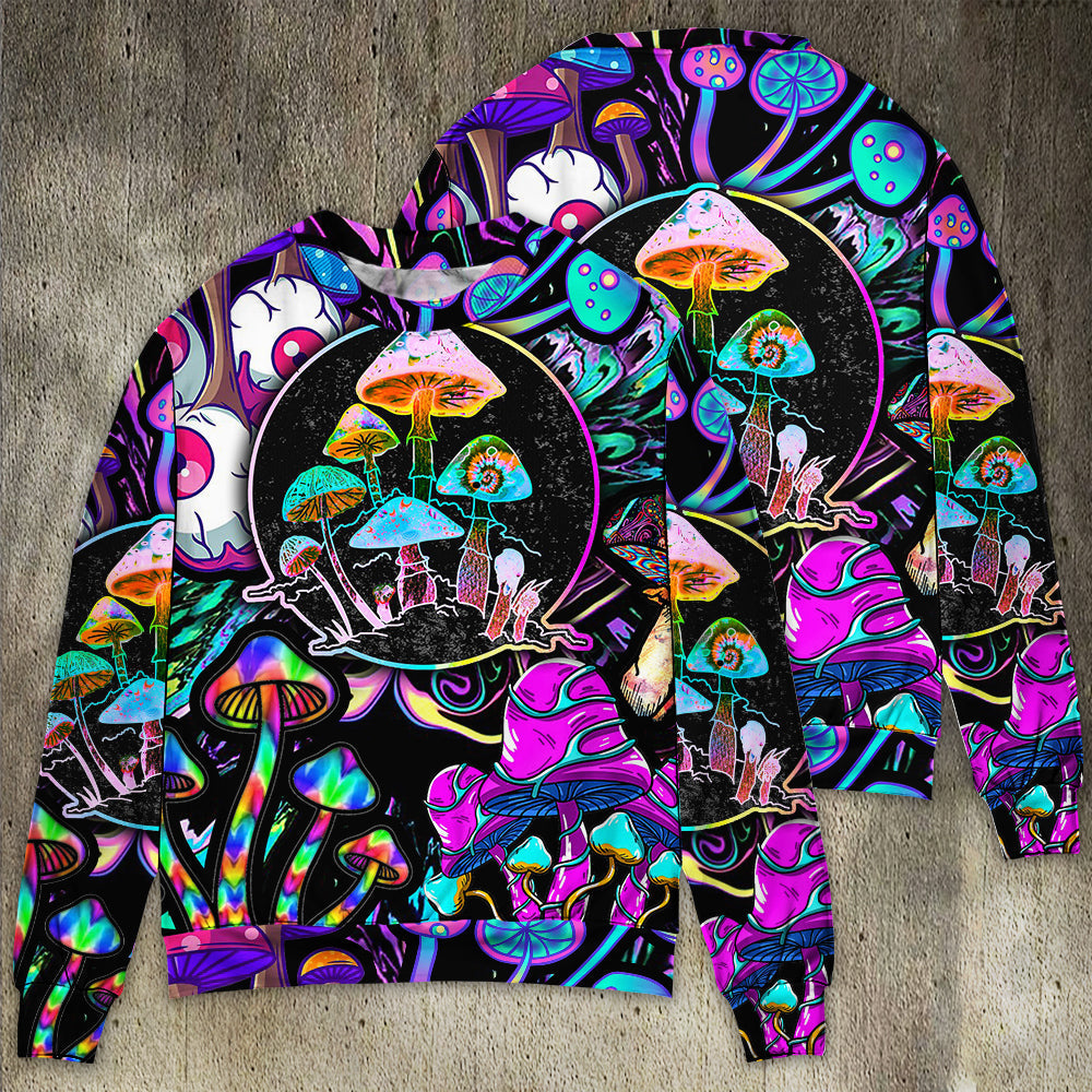 Hippie Mushroom Neon Light Colorful Art – Sweater - Ugly Christmas Sweater