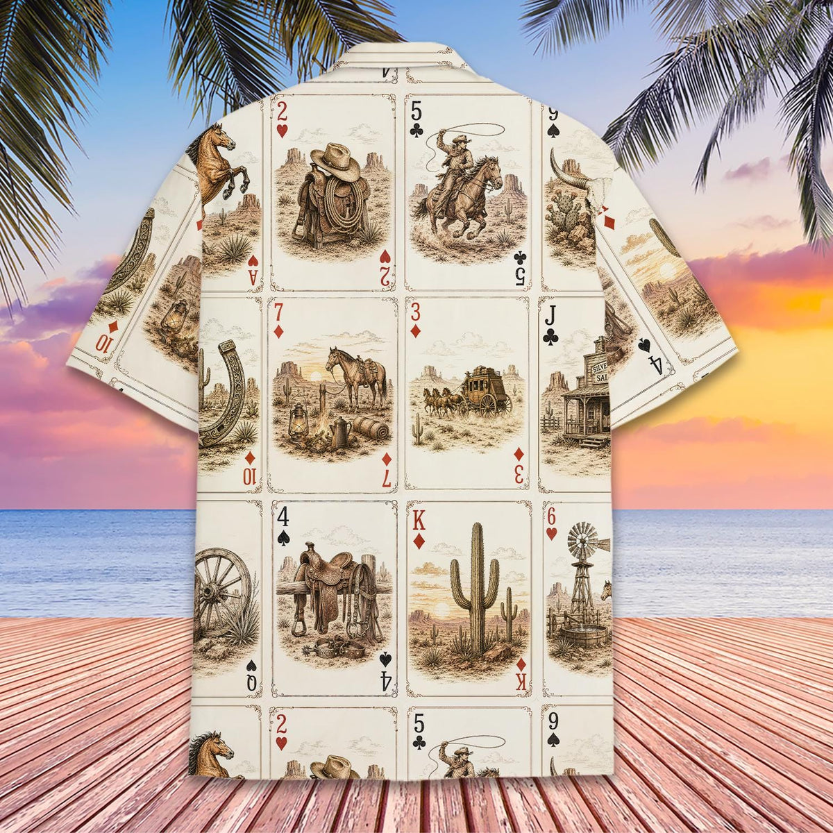 Western Poker Card Vintage Cowboy Playing Cards – Hawaiian Shirt