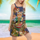 Cat Eating Ramen Bowl – Women's Summer Sleeveless V-Neck Camisole Dress