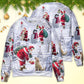 Christmas Santa Chilling With Friends Art – Sweater - Ugly Christmas Sweater