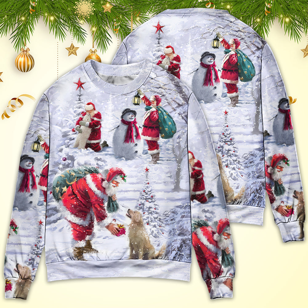 Christmas Santa Chilling With Friends Art – Sweater - Ugly Christmas Sweater