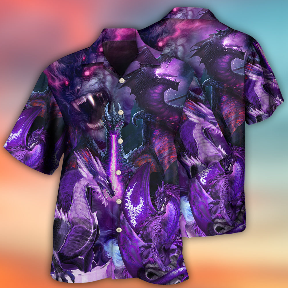 Dark Purple Dragon Lightning Fantasy - Hawaiian Shirt