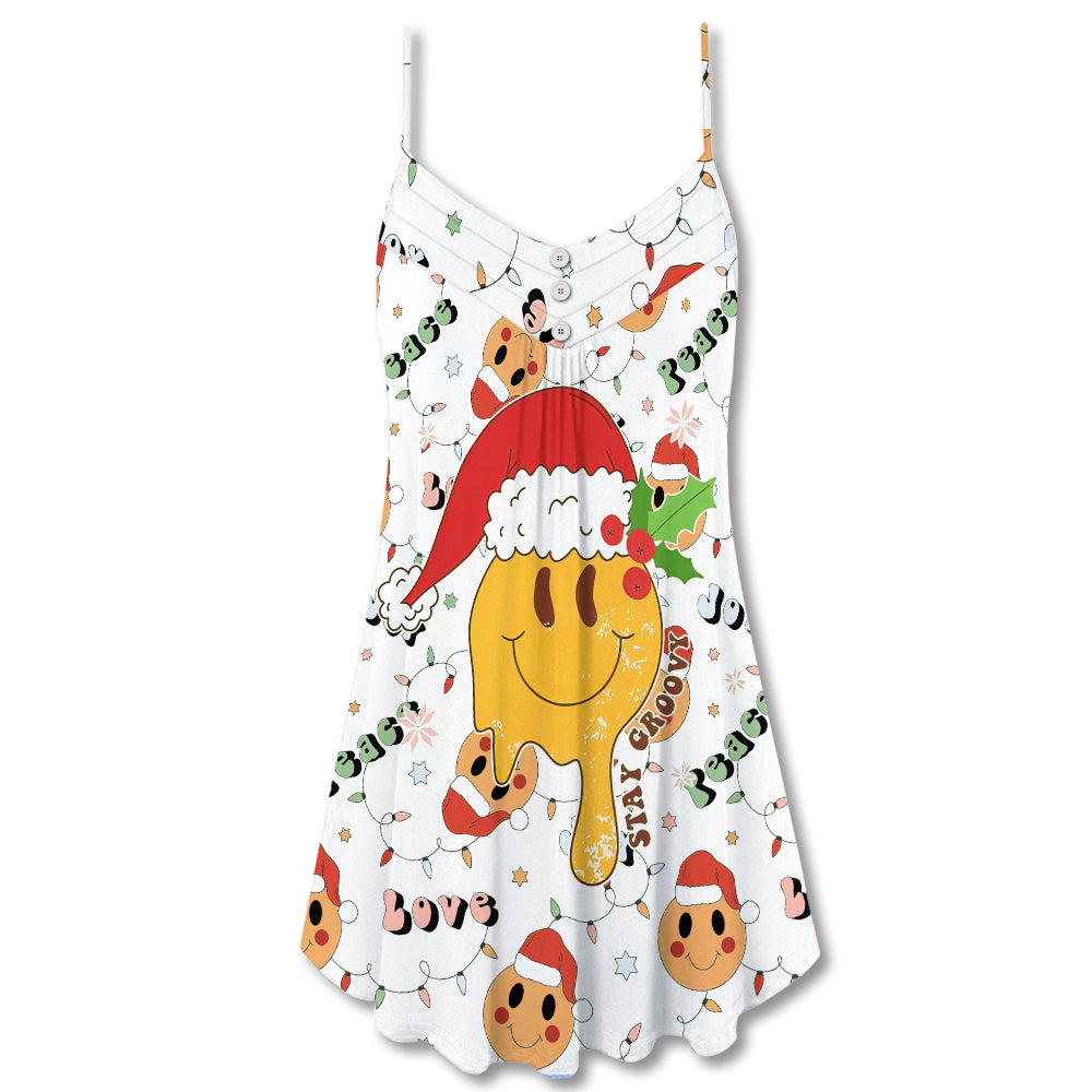 Groovy Santa Smile – Women's Summer Sleeveless V-Neck Camisole Dress
