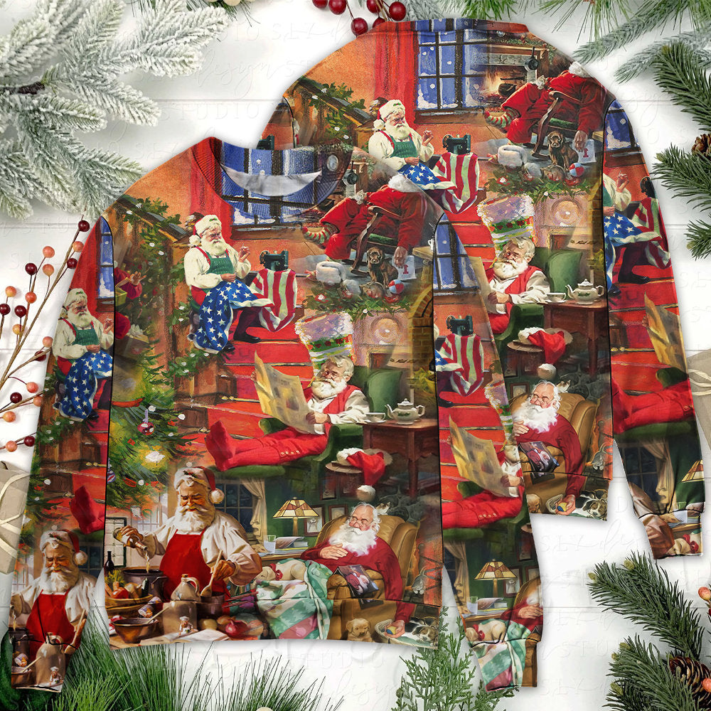 Christmas Santa Daily Life Art Style – Sweater - Ugly Christmas Sweater
