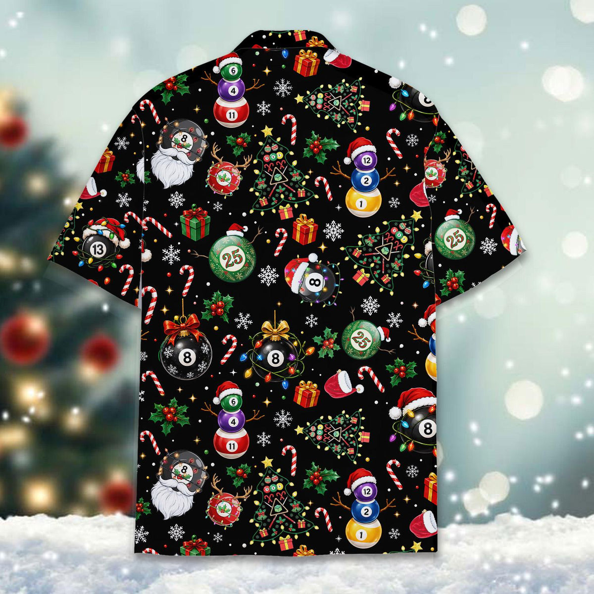 Funny Christmas Billiards Pool Ball Snowman – Hawaiian Shirt