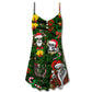 Christmas Skull Merry Holiday – Women's Summer Sleeveless V-Neck Camisole Dress
