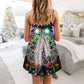 Christmas Feather Mandala Neon Holiday – Women's Summer Sleeveless V-Neck Camisole Dress